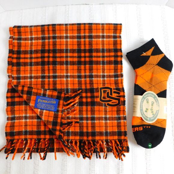 Oregon State University Pendleton Wool Scarf, Donegal Bay Socks Beavers OSU Lot - Picture 1 of 12